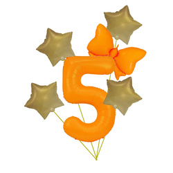 Ballon-Set "Neon" 5 - Orange mit Sternen