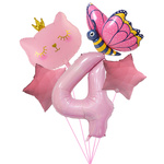 Pink 4' Geburtstagsballon-Set - Katze, Schmetterling, Sterne