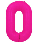 Folienballon Nummer "0" Rosa Neon (100cm.)