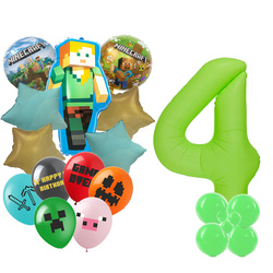 Satz von 4 Minecraft Pixels Folie und Gummi bedruckte Ballons