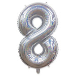 Balloon Foil Number "8" Silver Glitter (100cm.)