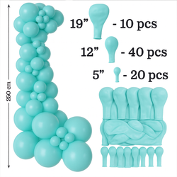 Deko-Ballon-Set - Farbe Azurblau(064), 70 Stück. (19", 12", 5")