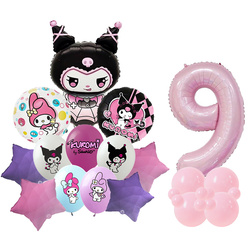 Set mit 9 Kuromi Folien- und Gummiballons mit Aufdruck