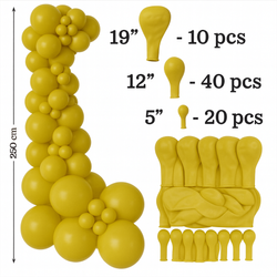 Set Deko-Ballons Farbe Senf (071), 70 Stück. (19", 12", 5")