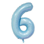 Foil Balloon Number "6" Light blue (100cm.)
