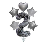 Marmor 2" Ballon Set - Silberne Sterne und Herzen