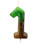 Green-Brown Minecraft Pixel Candle "1"