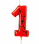 Spider-Man "1" Geburtstagskerze - rot und schwarz