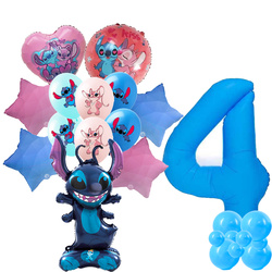 Set von 4. Geburtstag Stitch Folie und Gummi bedruckte Ballons