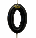 Geburtstagskerze Nummer "0" mit Krone - schwarz