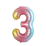 Folienballon Nummer "3" Regenbogen (100cm).)