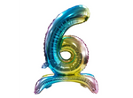 Folienballon Nummer "6" Regenbogen stehend (80cm).)