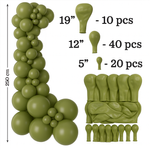 Set Deko-Ballons Farbe Olive 70 Stück