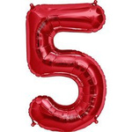 Balon Foliowy Cyferka "5" Czerwona (100cm.)