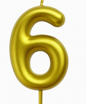 Kerze Nummer "6- Gold