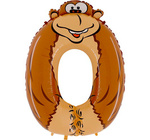 Ballon Nummer "0" Affe (100cm)