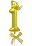 Gold birthday candle – Number 1 with a crown