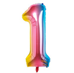 Folienballon Nummer "1" Regenbogen (100cm).)