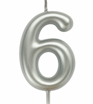Kerze Ziffern "6" - Silber