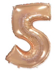 Balloon Foil Number "5" RoseGold (100cm.) Flexmetal