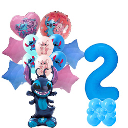 Set von 2nd Birthday Stitch Folie und Gummi bedruckte Ballons