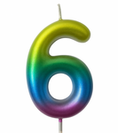 Rainbow Candle Number 6 – Colorful Magic of Celebration