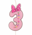 Baby Kerze Nummer "3" rosa
