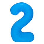 Folienballon Nummer "2" Blau Neon (100cm.)