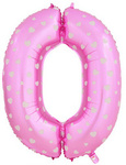 Cyferka "0" Różowa w serca (40cm)