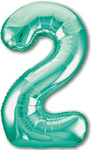 Folienballon Nummer "2" Türkis (100cm).)