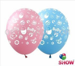 Balony gumowe z nadrukiem Baby Shower (10 szt.)