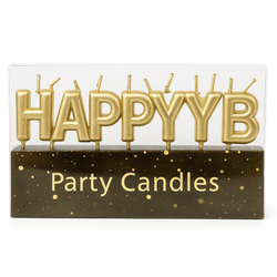 "HAPPY BIRTHDAY" Champagner-Kerzen - Luxus-Tortendekoration