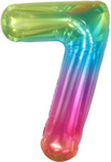 Folienballon Nummer "7" Regenbogen (100cm).)