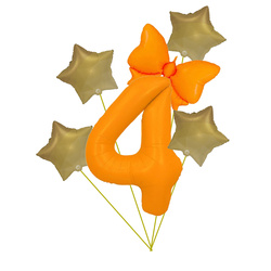 Folienballon Nummer "4" Orange Neon (100cm.)