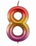 Birthday candle in the shape of the number 8 - pink and gold, elegant