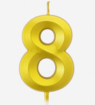 Goldene Geburtstagskerze in Form einer Zahl "8"
