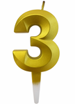 Goldene Zahl Kerze "3"