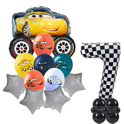 Set mit 7 Autos Folie und Gummi bedruckte Ballons