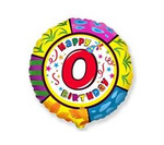 Foil Balloon "Happy Birthday. Number 0" 18" (45cm.), Flexmetal