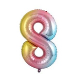 Folienballon Nummer "8" Regenbogen (100cm).)