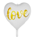 Folienballon Weißes Herz LOVE Gold 18" (45cm).)