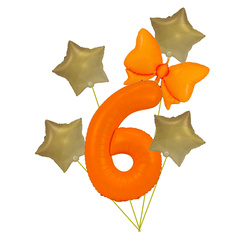 Ballon-Set "Neon" 6 - Orange mit Sternen
