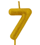 Goldene Geburtstagskerze "7" mit Glitter