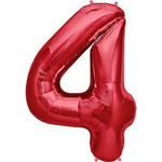 Folienballon Nummer "4" Rot (100cm).)