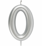 Kerze Nummer "0" - Silber