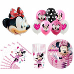 Geburtstagsset Minnie Mouse Luftballons, Teller, Tassen, Servietten