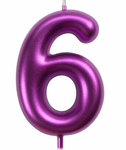 Geburtstagskerze Nummer "6" - Metallic-Himbeere