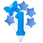 Luftballonset "Blau mit Schmetterling" - ideal für 1. geburtstag