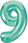 Folienballon Nummer "9" Türkis (100cm).)