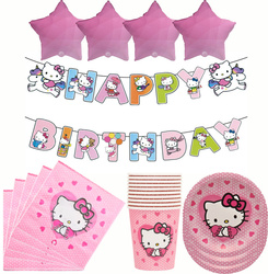 Hello Kitty Birthday Set - Dekorationen, Geschirr und Luftballons (45 Artikel)